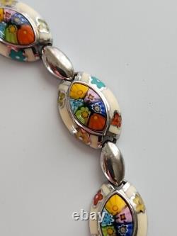 Stunning Vintage Alan K 7 1/2 Millefiori Murano Art Glass Sterling Silver