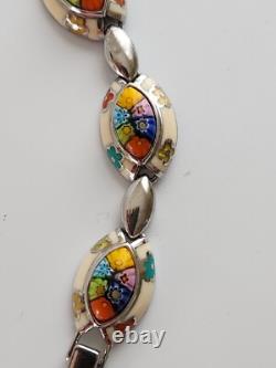 Stunning Vintage Alan K 7 1/2 Millefiori Murano Art Glass Sterling Silver