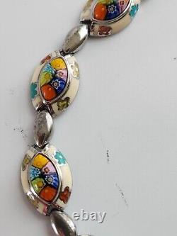 Stunning Vintage Alan K 7 1/2 Millefiori Murano Art Glass Sterling Silver