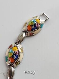 Stunning Vintage Alan K 7 1/2 Millefiori Murano Art Glass Sterling Silver