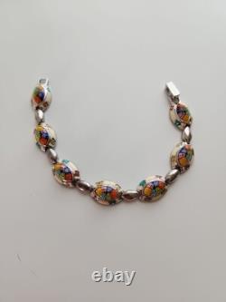 Stunning Vintage Alan K 7 1/2 Millefiori Murano Art Glass Sterling Silver