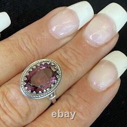 Stunning Vintage Estate Sterling Silver & Artisan Purple Glass Ring Size 5.5