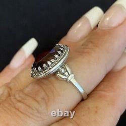 Stunning Vintage Estate Sterling Silver & Artisan Purple Glass Ring Size 5.5