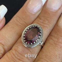 Stunning Vintage Estate Sterling Silver & Artisan Purple Glass Ring Size 5.5
