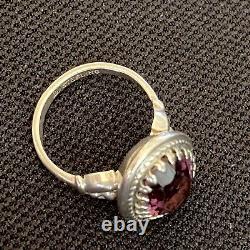 Stunning Vintage Estate Sterling Silver & Artisan Purple Glass Ring Size 5.5