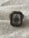Sunburst Camphor Glass Ring Embellished Ring Inset White Sterling Silver 925