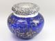 Super Unger Brothers Dresser Jar Sterling Silver Cobalt Blue Withenamel On Glass