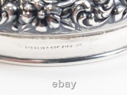 Super UNGER BROTHERS Dresser Jar Sterling Silver Cobalt Blue withEnamel on Glass