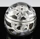 Superb Art Nouveau Sterling Silver Overlay & Crystal Glass Lidded Inkwell Jar