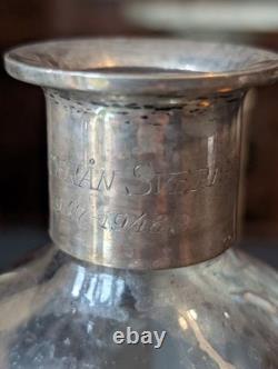 Swedish GAB Sterling Silver Mounted Cut Glass Decanter 1947-48 Scandinavian MCM