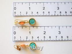 TAGLIAMONTE Earrings YGP/SS Venetian glass Intaglio+Angel skin CoralFrench wire