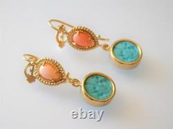 TAGLIAMONTE Earrings YGP/SS Venetian glass Intaglio+Angel skin CoralFrench wire