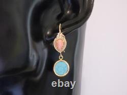 TAGLIAMONTE Earrings YGP/SS Venetian glass Intaglio+Angel skin CoralFrench wire