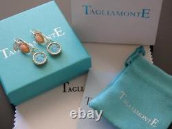 TAGLIAMONTE Earrings YGP/SS Venetian glass Intaglio+Angel skin CoralFrench wire