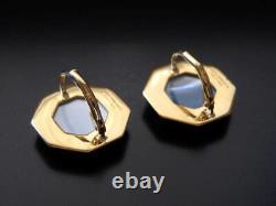 TAGLIAMONTE Earrings YGP/SS green Venetian glass Cameo+MOP leverbacksSphinx