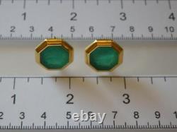 TAGLIAMONTE Earrings YGP/SS green Venetian glass Cameo+MOP leverbacksSphinx
