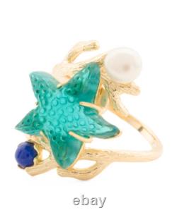 TAGLIAMONTE Gold Plated Sterling Silver Glass Starfish Ring Made in Italy (s. 10)