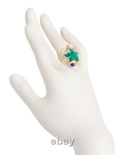 TAGLIAMONTE Gold Plated Sterling Silver Glass Starfish Ring Made in Italy (s. 10)