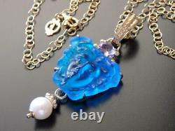 TAGLIAMONTE Necklace YGP/SS Medusa Venetian Cameo+Amethyst+Pearl enhancer bale