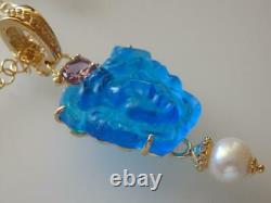 TAGLIAMONTE Necklace YGP/SS Medusa Venetian Cameo+Amethyst+Pearl enhancer bale