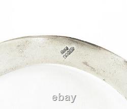 TAXCO 925 Sterling Silver Vintage Glass Art Shiny Open Cuff Bracelet BT3548