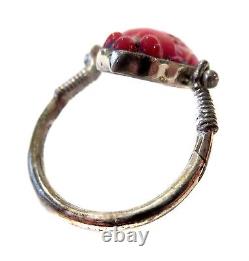 TIFFANY Glass RED FAVRILLE Scarab STERLING Silver Ring LC Tiffany