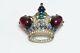 Trifari 1944 Alfred Philippe Sterling Red Blue Glass Jelly Belly Crown Brooch