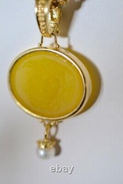 Tagliamonte 925ssygppendantvenetian Cameomedusaenhancerrare Yellowpearl