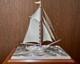 Takehiko Sterling Silver 960 Yacht Boat Model Glass Case 19.5cm Japan Art