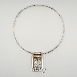 Taxco Mexico Dichroic Glass Collar Necklace 925 Sterling Silver Signed Vintage