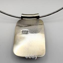 Taxco Mexico Dichroic Glass Collar Necklace 925 Sterling Silver Signed Vintage