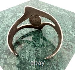 Taxco Mexico Sterling Silver 925 Opal Glass Heavy Cuff Bracelet 35.6g