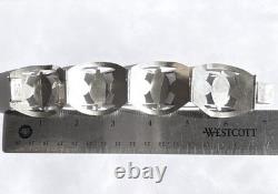 Taxco Mexico Sterling Silver Cuff Bracelet Blue Glass Rivoli Size 6.5 VTG