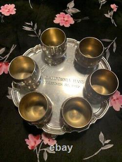 Tiffany & Co Small Vintage Sterling Silver Platter And Six Shot Glasses