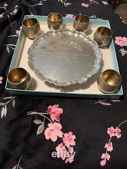 Tiffany & Co Small Vintage Sterling Silver Platter And Six Shot Glasses
