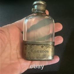 Tiffany & Co Sterling Silver Cut Glass Flask Art Deco Antique Vintage Monogram
