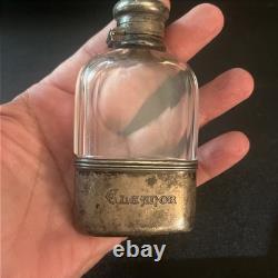 Tiffany & Co Sterling Silver Cut Glass Flask Art Deco Antique Vintage Monogram
