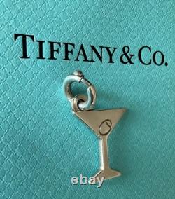 Tiffany & Co. Sterling Silver Martini Glass Olive Charm with925 Spring Ring Clasp