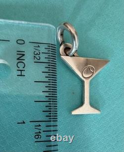 Tiffany & Co. Sterling Silver Martini Glass Olive Charm with925 Spring Ring Clasp