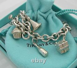 Tiffany & Co Sterling Silver PARTY Cupcake Gift Champagne Glass Charm Bracelet