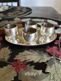 Tiffany & Co Sterling Silver Shot Glass Set Of 4 25005, Tray 75