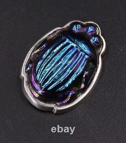Tiffany & Co. Sterling Silver and Favrile Glass Scarab Beetle Brooch, 20 grams