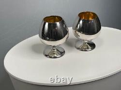 Tiffany & Co. W. Germany Wine Glass Sterling Silver Pair Set Brandy