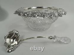 Tiffany Punchbowl Ladle Antique American Brilliant Cut Glass ABC Sterling Silver