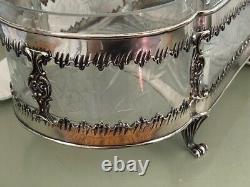 Topazio Portugal Sterling Silver 12 Footed Cut Glass Centerpiece Bowl 17 ounces
