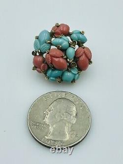 Trifari Vintage Sterling Silver Red & Blue Glass Fruit Salad Single Earring