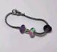 Trollbead Laa Sterling Silver Charm Bracelet Multi Bead Glass, + Two Amethyst 8