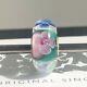 Trollbeads Ooak Unique Murano Glass Charm Bead Rare Blue Pink Green Flowers