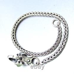Trollbeads Sterling Silver Foxtail Bracelet with Dichroic Glass Flower Clasp 7.5
