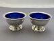 Two Vintage Sterling Silver Small Bowls With Cobalt Blue Glass Inserts 90g Jt99